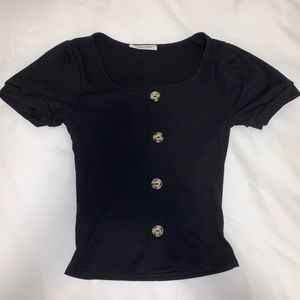 Black button up tee